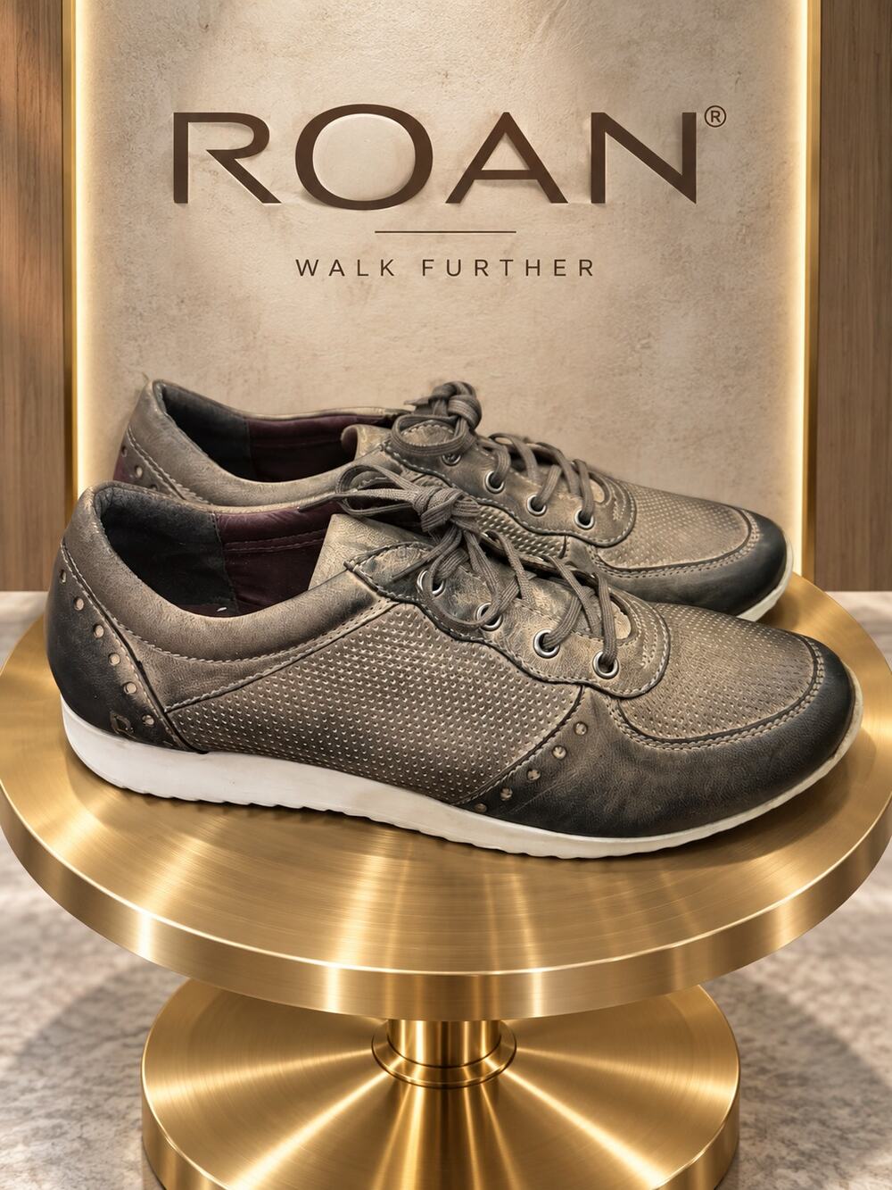 ROAN Marin Distressed Leather Lace-Up Sneakers Women’s Size 9.5